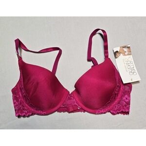 gilligan o'malley bra 34 B Underwire Pink Lace Trim Gel Push-Up